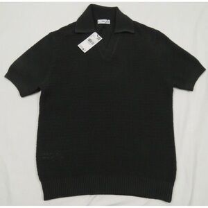 NWT Mango MNG Splash Charcoal Gray Mens Short Sleeve Polo Shirt M